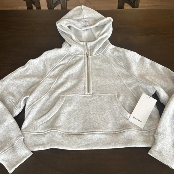 Lululemon Scuba Oversized Half-Zip Hoodie Plush Velour Heathered Grey / Gold M/L - Picture 1 of 7